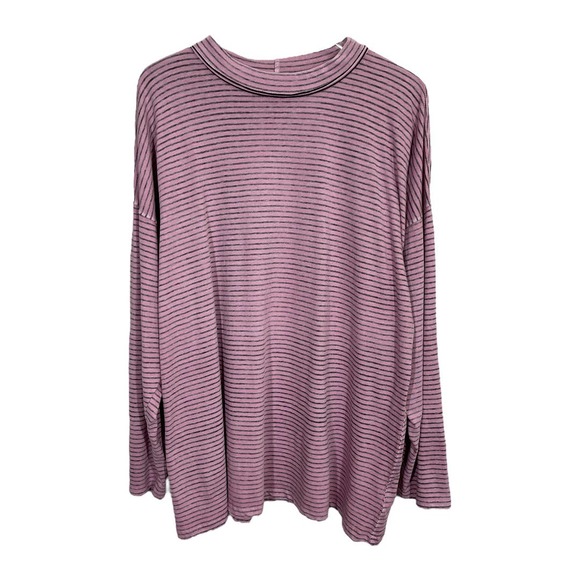 Free People Tops - Free People Be Free Stripe Tunic Top Large New Dusted Orchid Oversized Mock Neck
